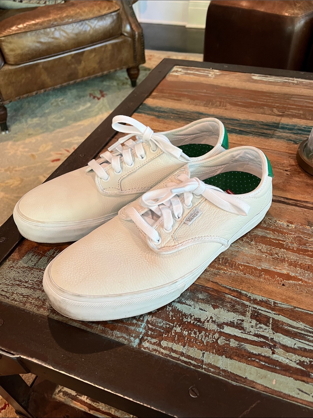 Vans Chima Ferguson Pro Sport Vintage Leather White/Green Size 10.5 Mens